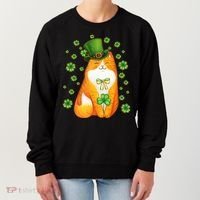 Cute Lucky St PatrickS Day Orange Tabby Cat Women's Sweatshirt thumb 0