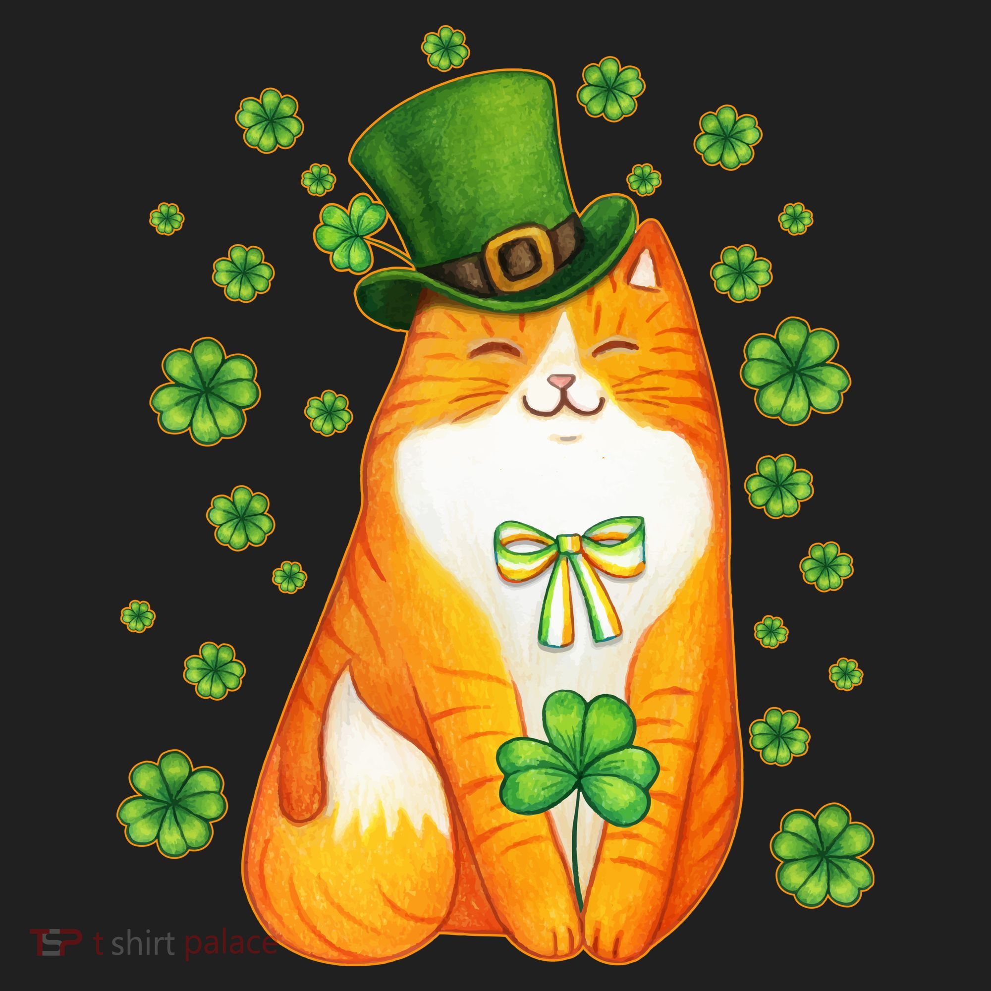 Cute Lucky St PatrickS Day Orange Tabby Cat Women's Sweatshirt
