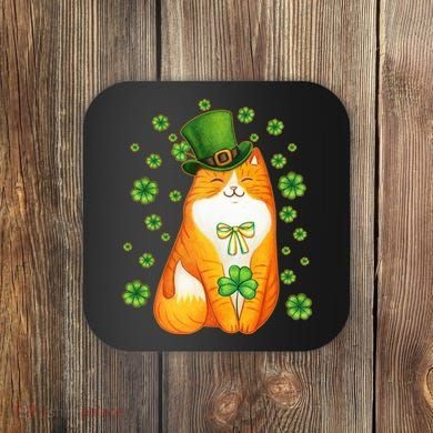 Cute Lucky St PatrickS Day Orange Tabby Cat Coaster