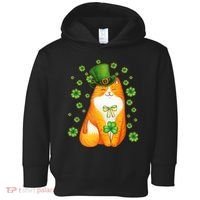 Cute Lucky St PatrickS Day Orange Tabby Cat Toddler Hoodie thumb 0