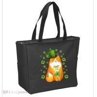 Cute Lucky St PatrickS Day Orange Tabby Cat Tote Bag thumb 2