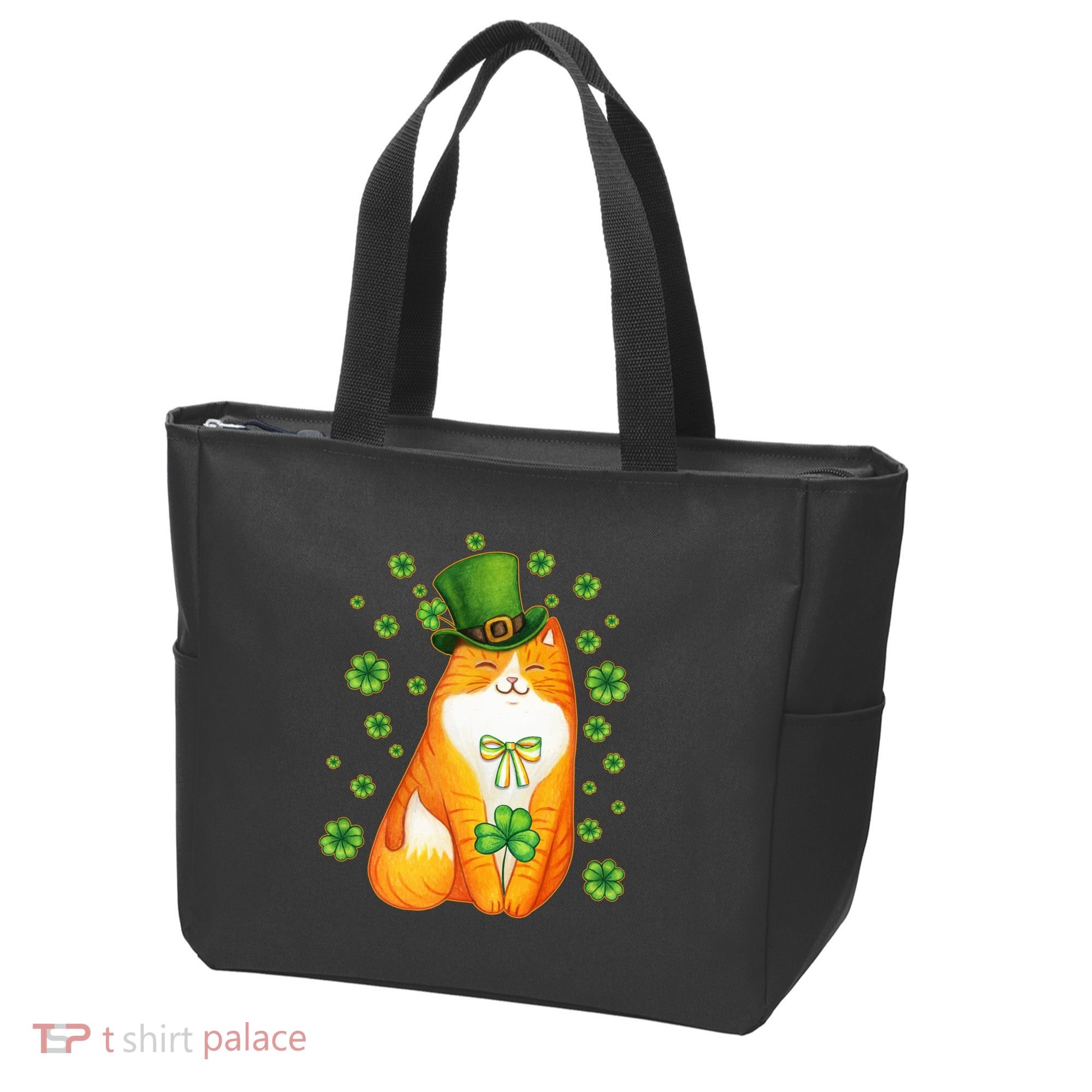 Cute Lucky St PatrickS Day Orange Tabby Cat Tote Bag