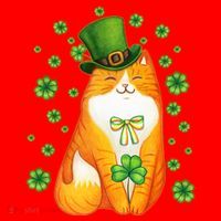 Cute Lucky St PatrickS Day Orange Tabby Cat Santa Hat thumb 1