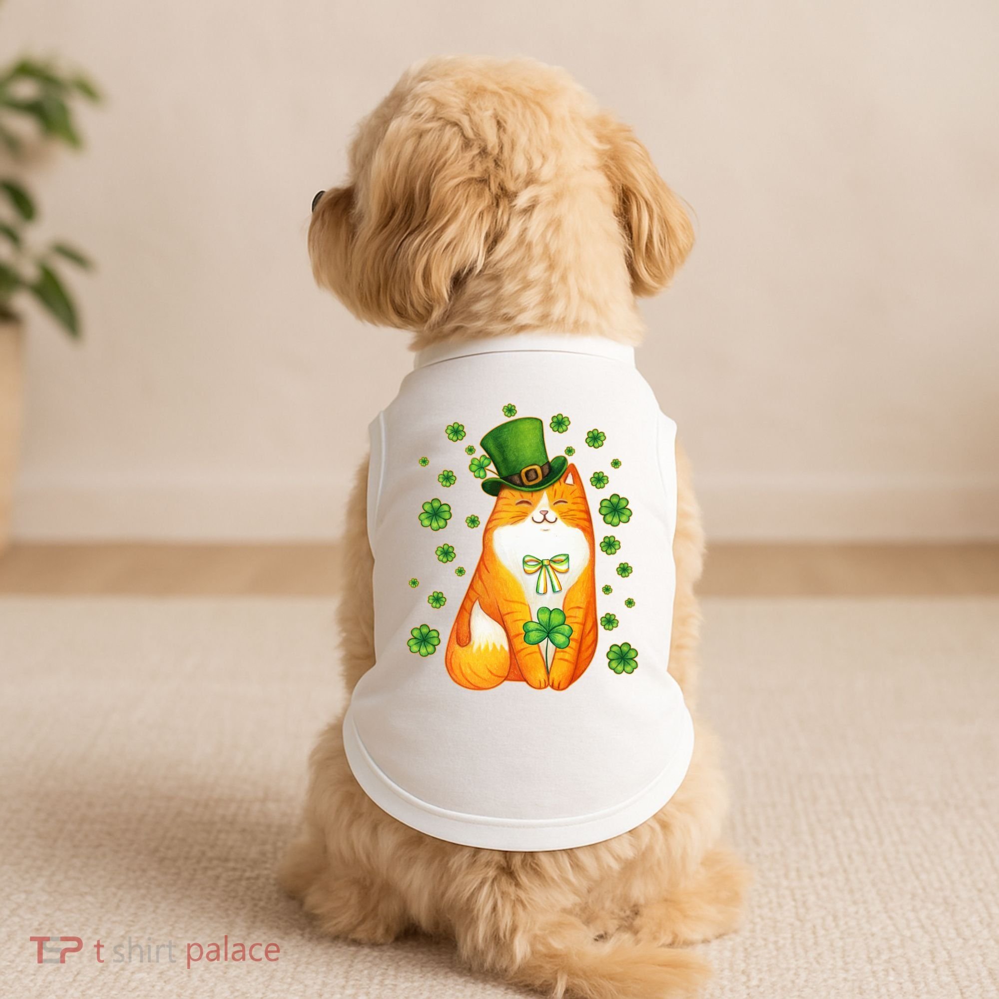 Cute Lucky St PatrickS Day Orange Tabby Cat Doggie Tank