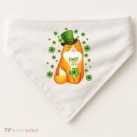 Cute Lucky St PatrickS Day Orange Tabby Cat USA-Made Doggie Bandana thumb 0
