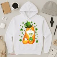 Cute Lucky St PatrickS Day Orange Tabby Cat Hoodie thumb 3