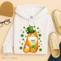 Cute Lucky St PatrickS Day Orange Tabby Cat Hoodie thumb 4