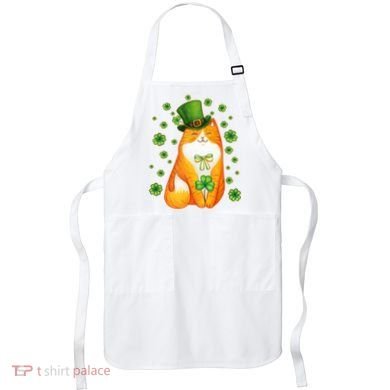 Cute Lucky St PatrickS Day Orange Tabby Cat Apron