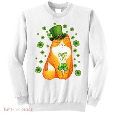Cute Lucky St PatrickS Day Orange Tabby Cat Sweatshirt