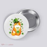 Cute Lucky St PatrickS Day Orange Tabby Cat Button thumb 0