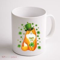 Cute Lucky St PatrickS Day Orange Tabby Cat Coffee Mug thumb 1
