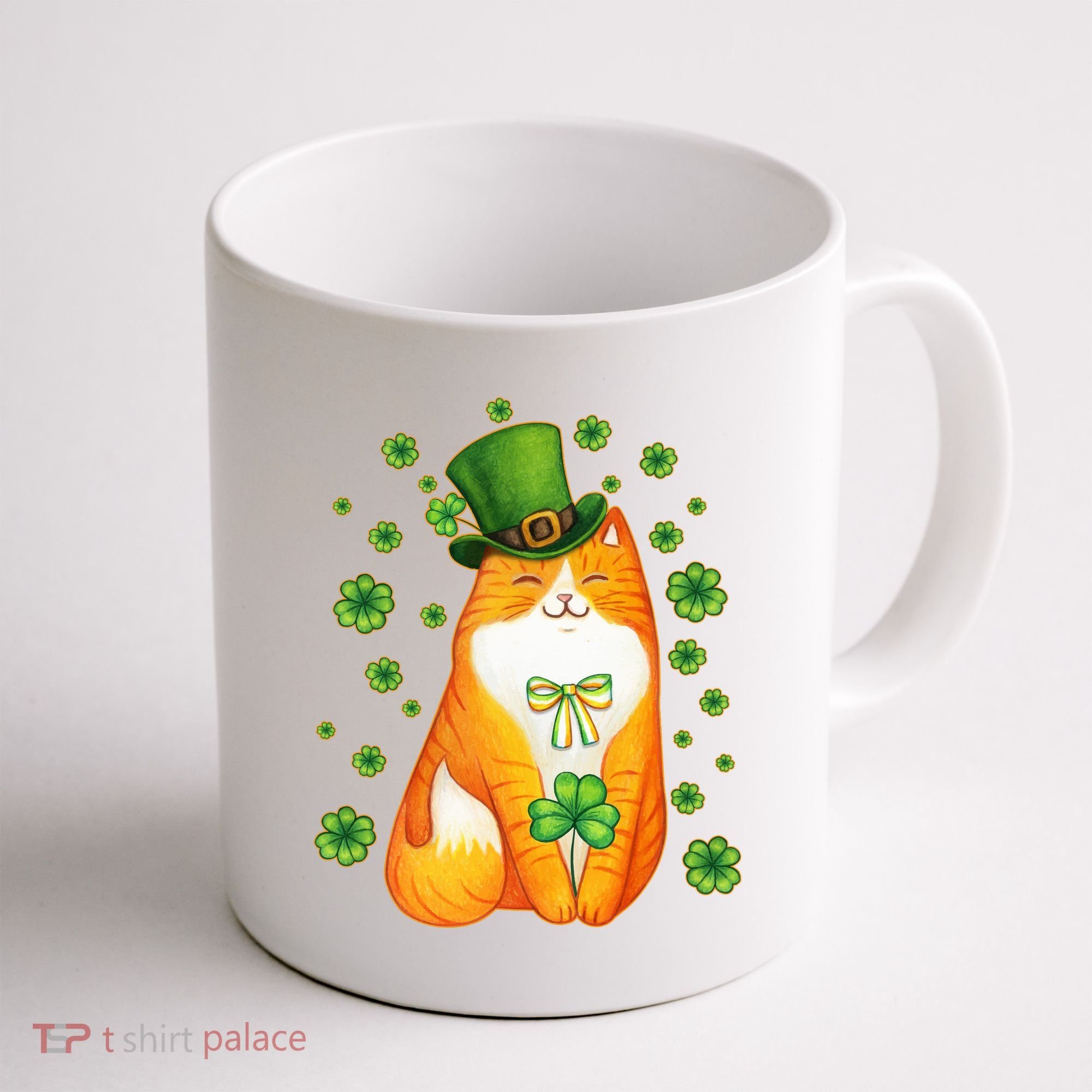 Cute Lucky St PatrickS Day Orange Tabby Cat Coffee Mug