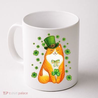 Cute Lucky St PatrickS Day Orange Tabby Cat Coffee Mug