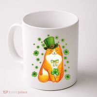 Cute Lucky St PatrickS Day Orange Tabby Cat Coffee Mug thumb 0