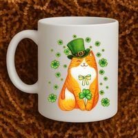 Cute Lucky St PatrickS Day Orange Tabby Cat Coffee Mug thumb 2