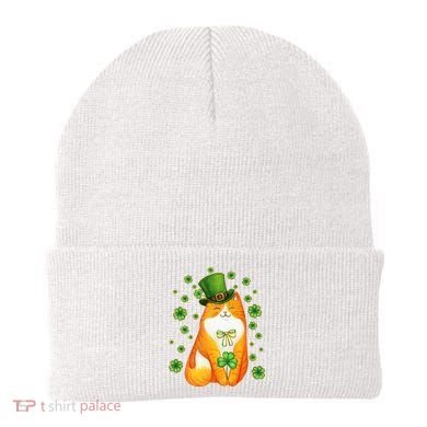 Cute Lucky St PatrickS Day Orange Tabby Cat Beanie