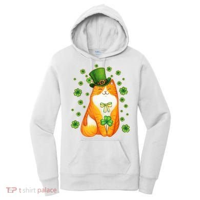 Cute Lucky St PatrickS Day Orange Tabby Cat Women's Hoodie