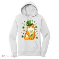 Cute Lucky St PatrickS Day Orange Tabby Cat Women's Hoodie thumb 0