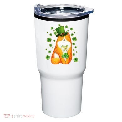 Cute Lucky St PatrickS Day Orange Tabby Cat Tumbler