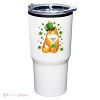 Cute Lucky St PatrickS Day Orange Tabby Cat Tumbler thumb 0