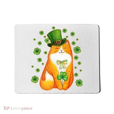 Cute Lucky St PatrickS Day Orange Tabby Cat Mousepad