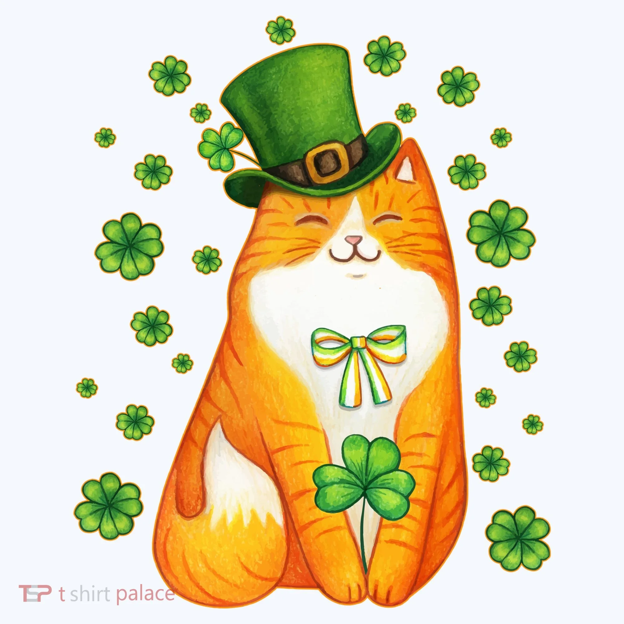 Cute Lucky St PatrickS Day Orange Tabby Cat Hat