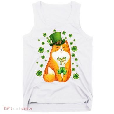 Cute Lucky St PatrickS Day Orange Tabby Cat Tank Top