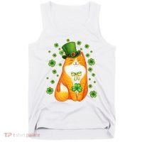 Cute Lucky St PatrickS Day Orange Tabby Cat Tank Top thumb 0