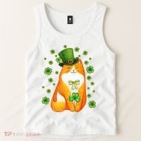 Cute Lucky St PatrickS Day Orange Tabby Cat Tank Top thumb 2