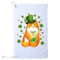 Cute Lucky St PatrickS Day Orange Tabby Cat Golf Towel thumb 0