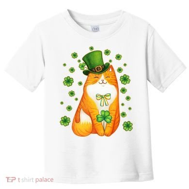 Cute Lucky St PatrickS Day Orange Tabby Cat Toddler T-Shirt