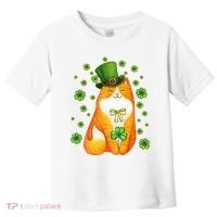 Cute Lucky St PatrickS Day Orange Tabby Cat Toddler T-Shirt thumb 0