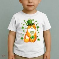 Cute Lucky St PatrickS Day Orange Tabby Cat Toddler T-Shirt thumb 2