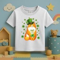 Cute Lucky St PatrickS Day Orange Tabby Cat Toddler T-Shirt thumb 3