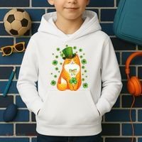 Cute Lucky St PatrickS Day Orange Tabby Cat Kids Hoodie thumb 2