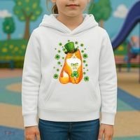 Cute Lucky St PatrickS Day Orange Tabby Cat Kids Hoodie thumb 3