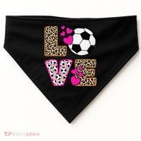 Cute Love Soccer Leopard Print  Girls Soccer USA-Made Doggie Bandana thumb 0