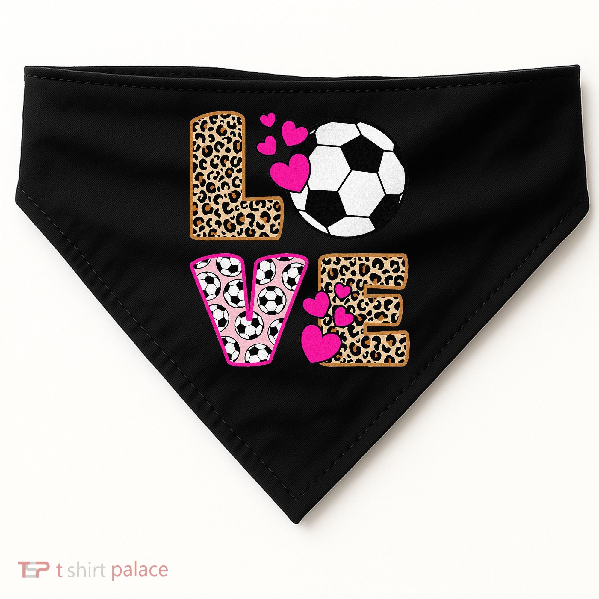 Cute Love Soccer Leopard Print  Girls Soccer USA-Made Doggie Bandana