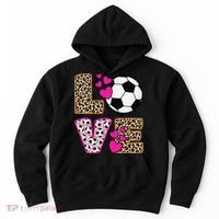 Cute Love Soccer Leopard Print  Girls Soccer Hoodie thumb 0