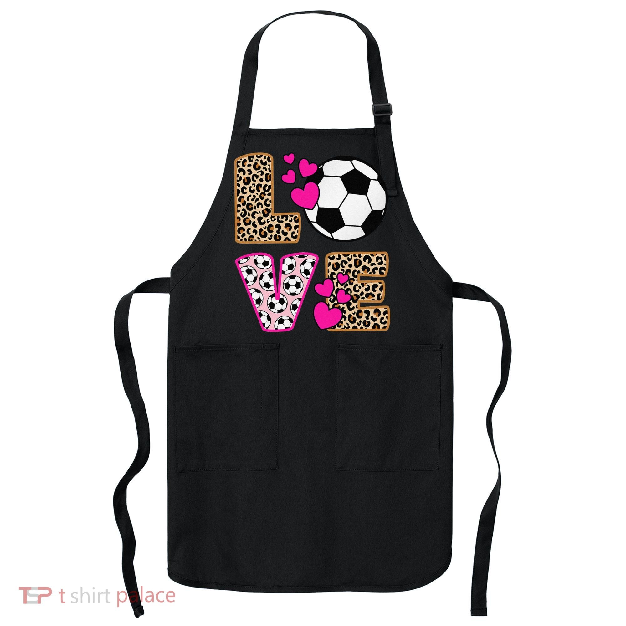 Cute Love Soccer Leopard Print  Girls Soccer Apron