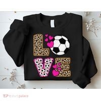 Cute Love Soccer Leopard Print  Girls Soccer Sweatshirt thumb 2