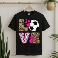 Cute Love Soccer Leopard Print  Girls Soccer T-Shirt thumb 2