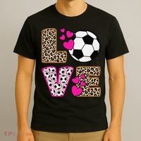 Cute Love Soccer Leopard Print  Girls Soccer T-Shirt thumb 3