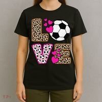 Cute Love Soccer Leopard Print  Girls Soccer T-Shirt thumb 4