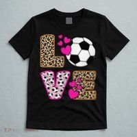 Cute Love Soccer Leopard Print  Girls Soccer T-Shirt thumb 5