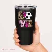 Cute Love Soccer Leopard Print  Girls Soccer Tumbler thumb 2