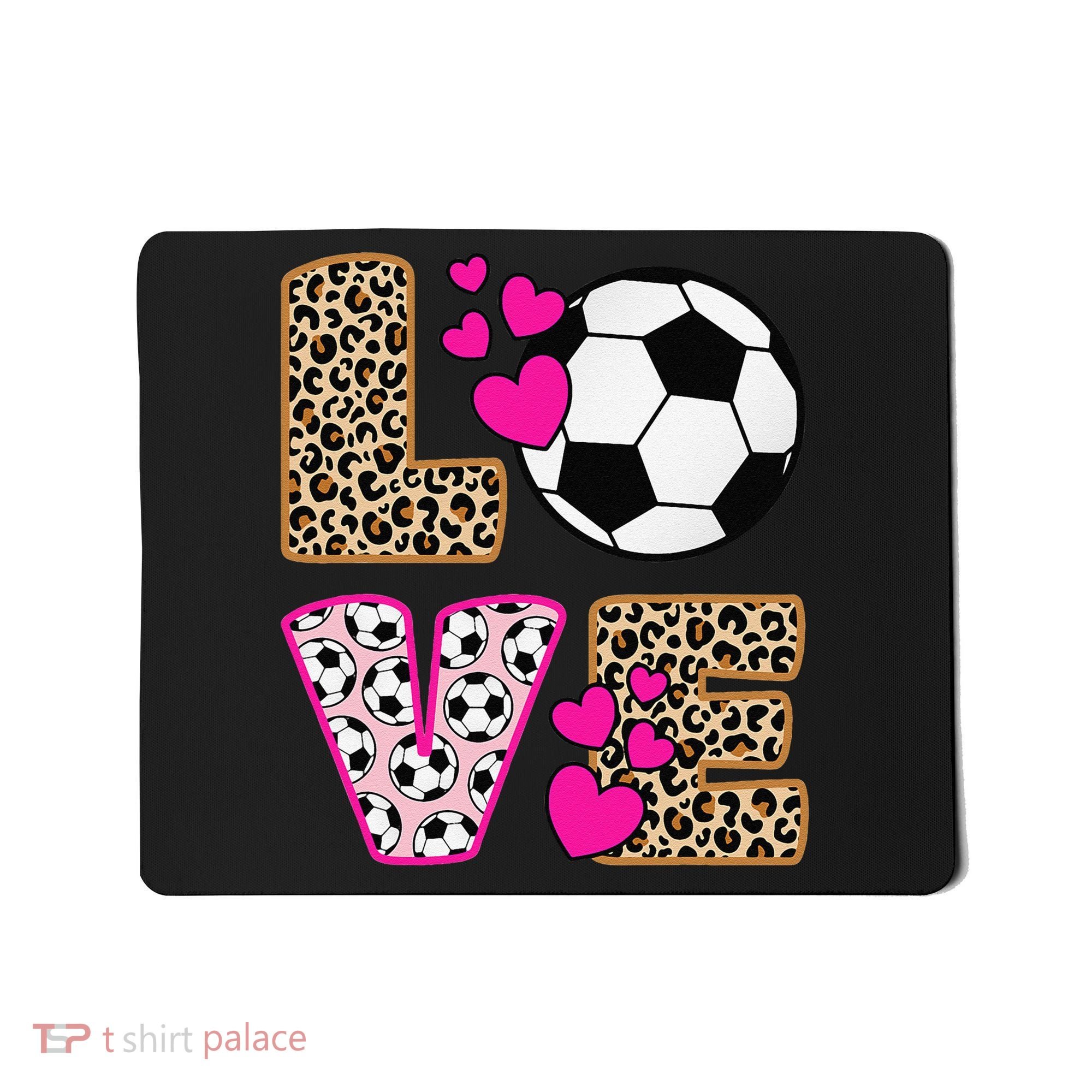 Cute Love Soccer Leopard Print  Girls Soccer Mousepad