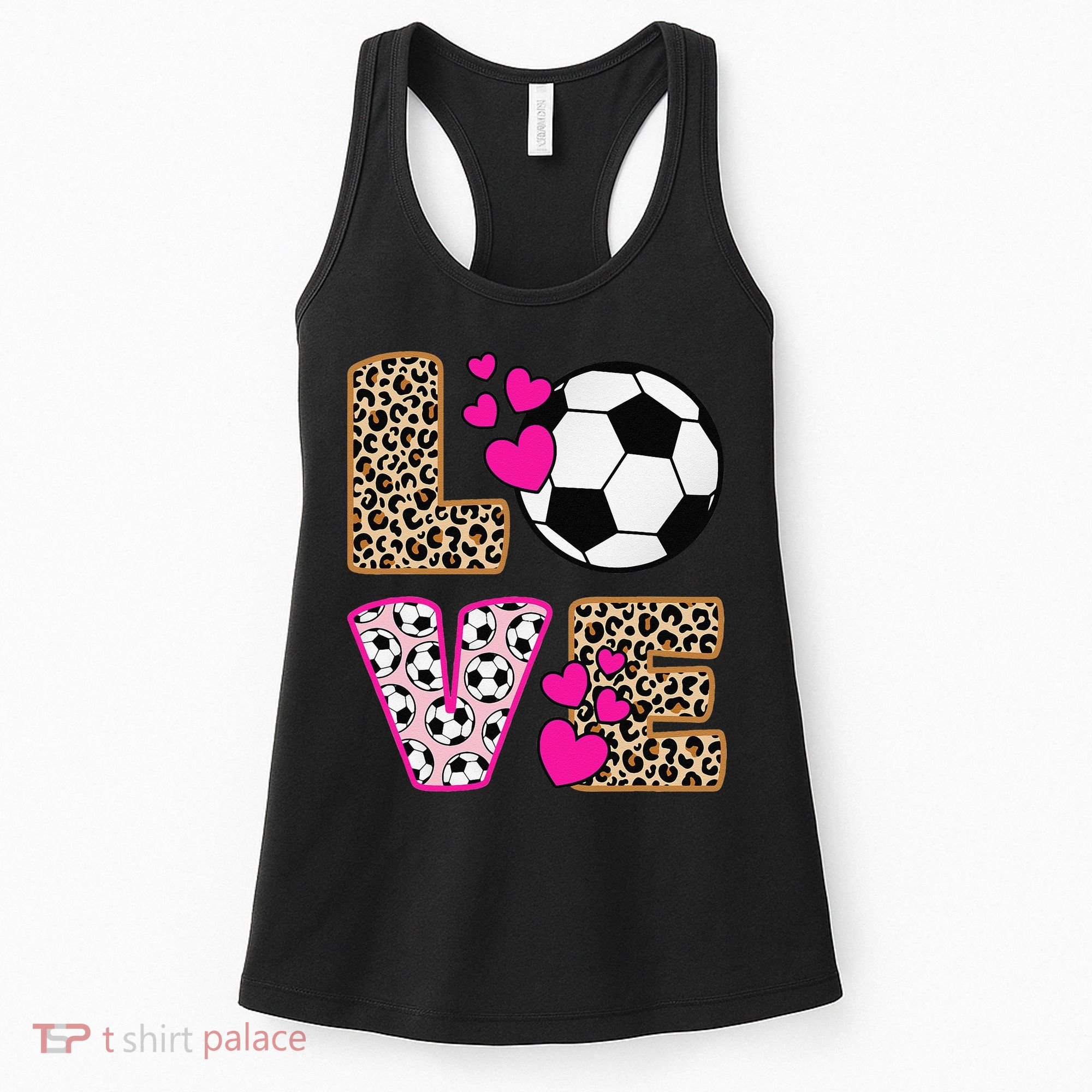 Cute Love Soccer Leopard Print  Girls Soccer Women's Tank Top