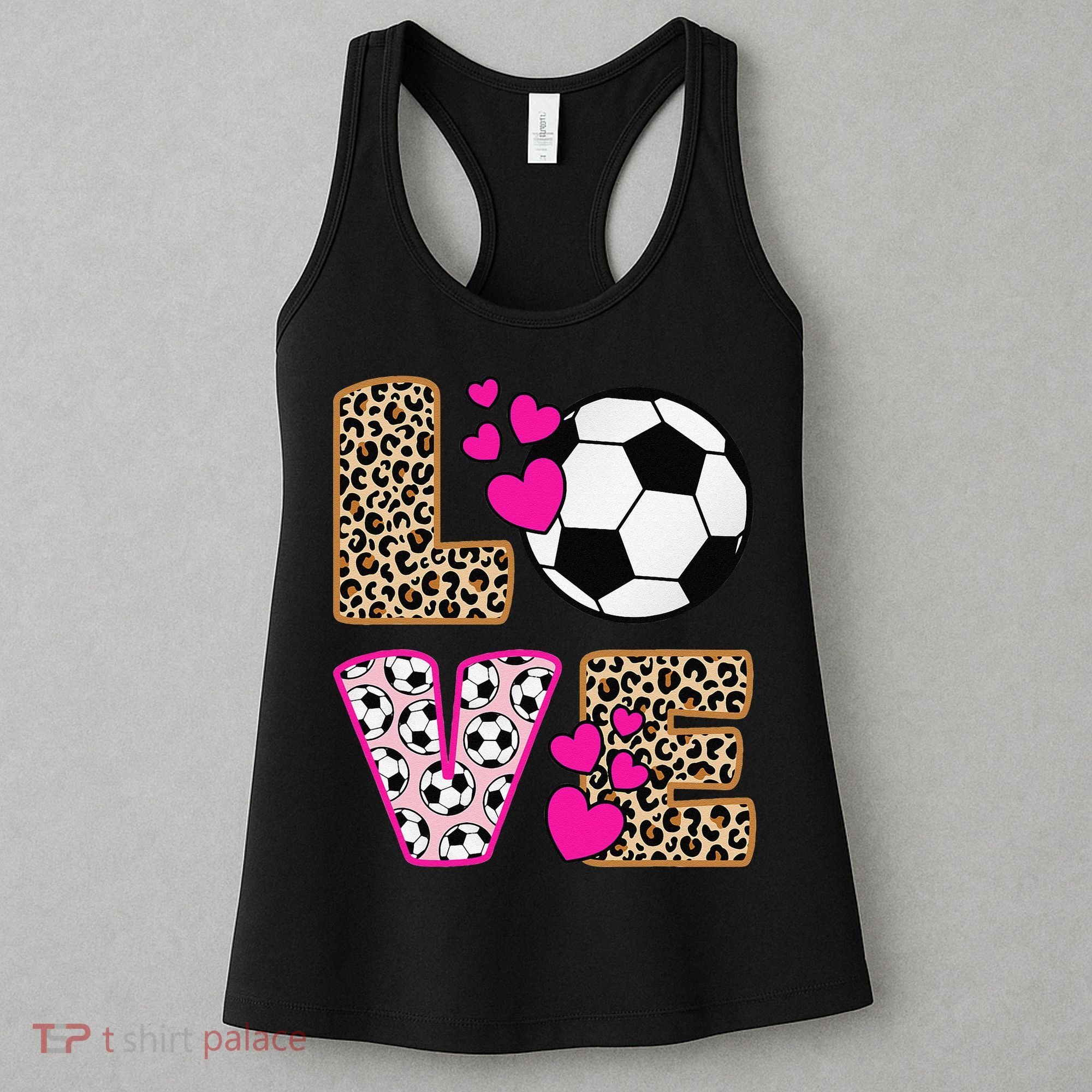 Cute Love Soccer Leopard Print  Girls Soccer Women's Tank Top
