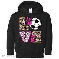 Cute Love Soccer Leopard Print  Girls Soccer Toddler Hoodie thumb 0